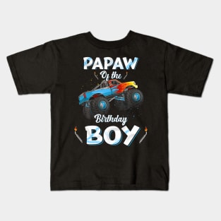 Papaw Of The Birthday Boy Monster Truck Bday Men Grandpa Kids T-Shirt